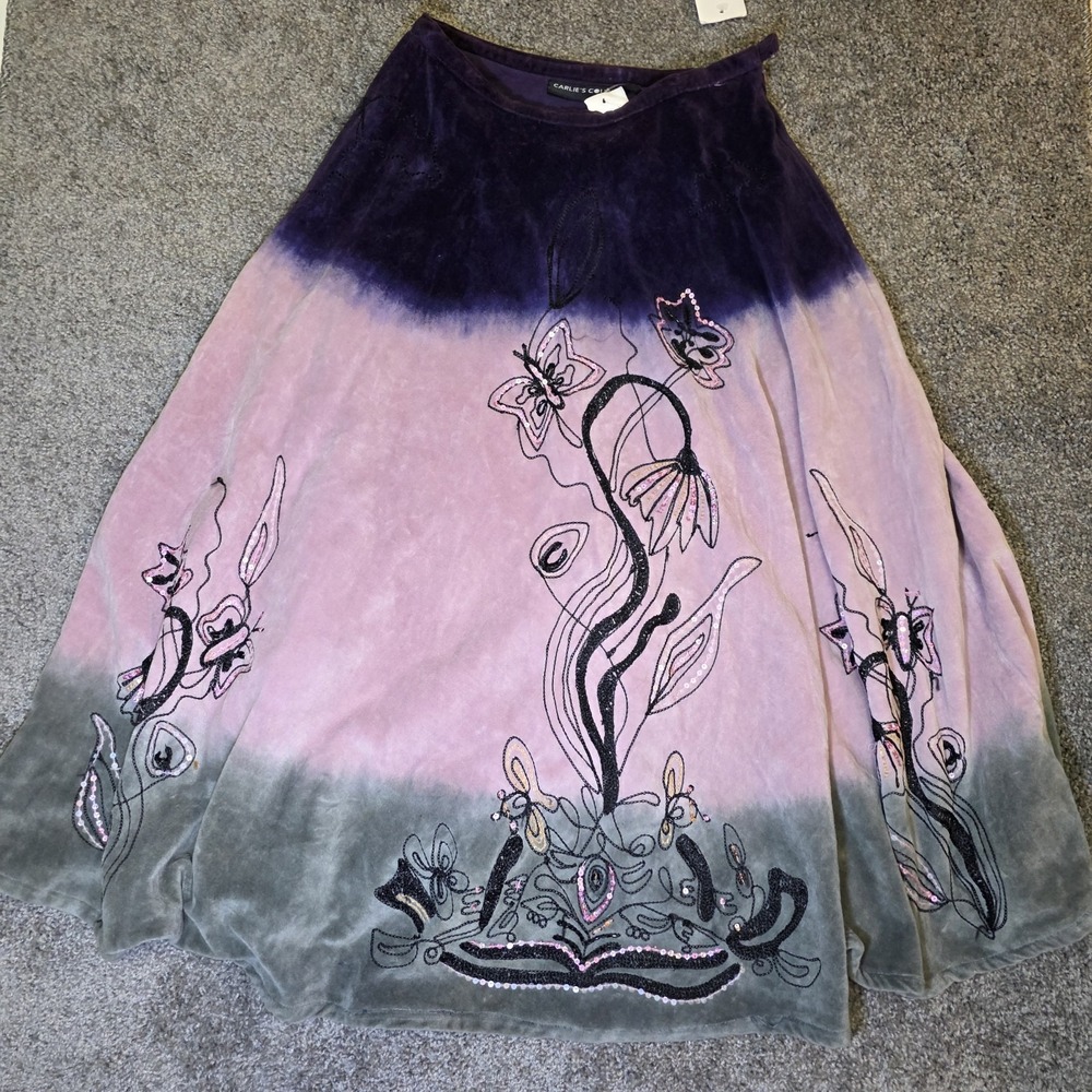 Vintage Carlies Court mid calf suede ombre skirt Size‎ 4 NEW